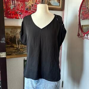 sis sis short sleeve black blouse shirt top